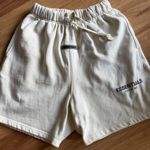 Essentials Cream Athletic Men Shorts